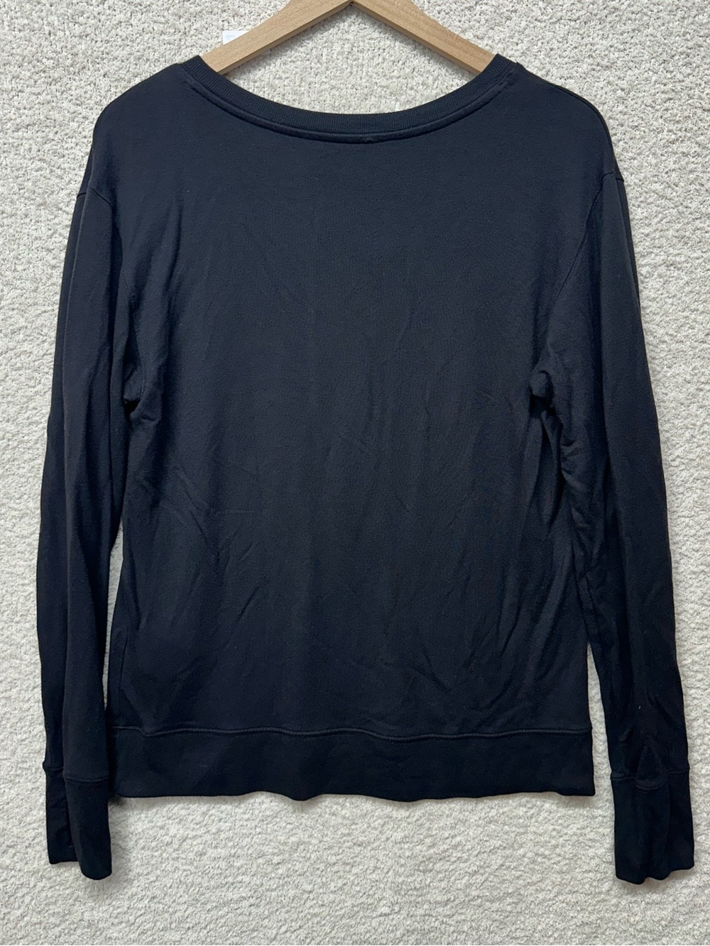 Athleta Sunrise V-Neck Sweatshirt Black Modal Lightweight Pullover Women’s M - Picture 3 of 10